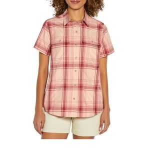 Eddie Bauer Short Sleeve Adventure
 - Peach Starling Plaid summer lightweight
